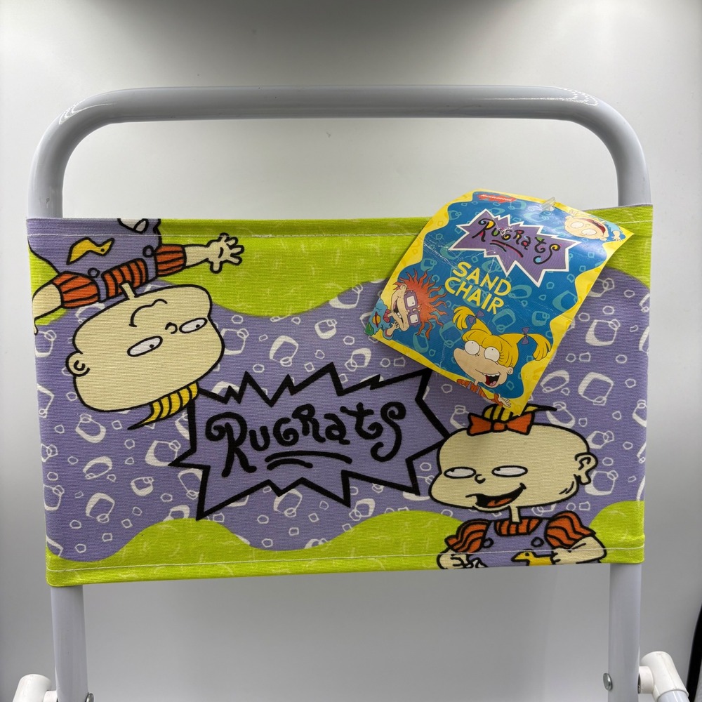 Rugrats Sand Chair Kids Purple Green Vintage 1997 Nickelodeon Folding NOS tags - Picture 2 of 12